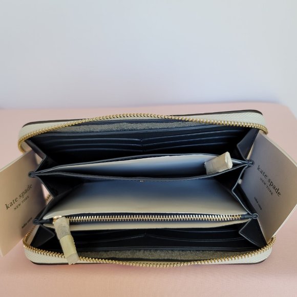 KATE SPADE Spencer Summer Flower Embossed Zip-around Continental Wallet-Cream ⭐ - Picture 14 of 16